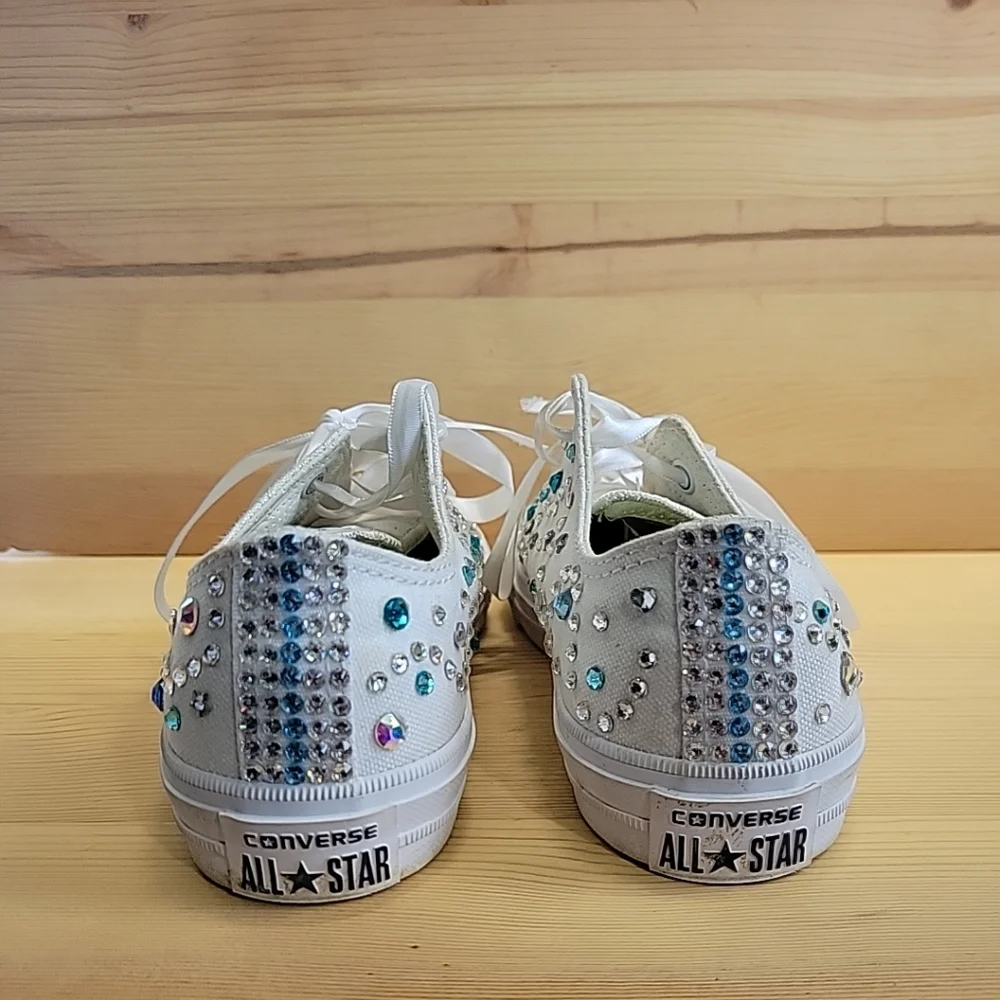 Crystal embellished converse shoes Youth size 3